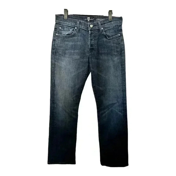 7 For All Mankind Men's Distressed Straight Jeans Blue Size 32 #003 - Picture 1 of 6